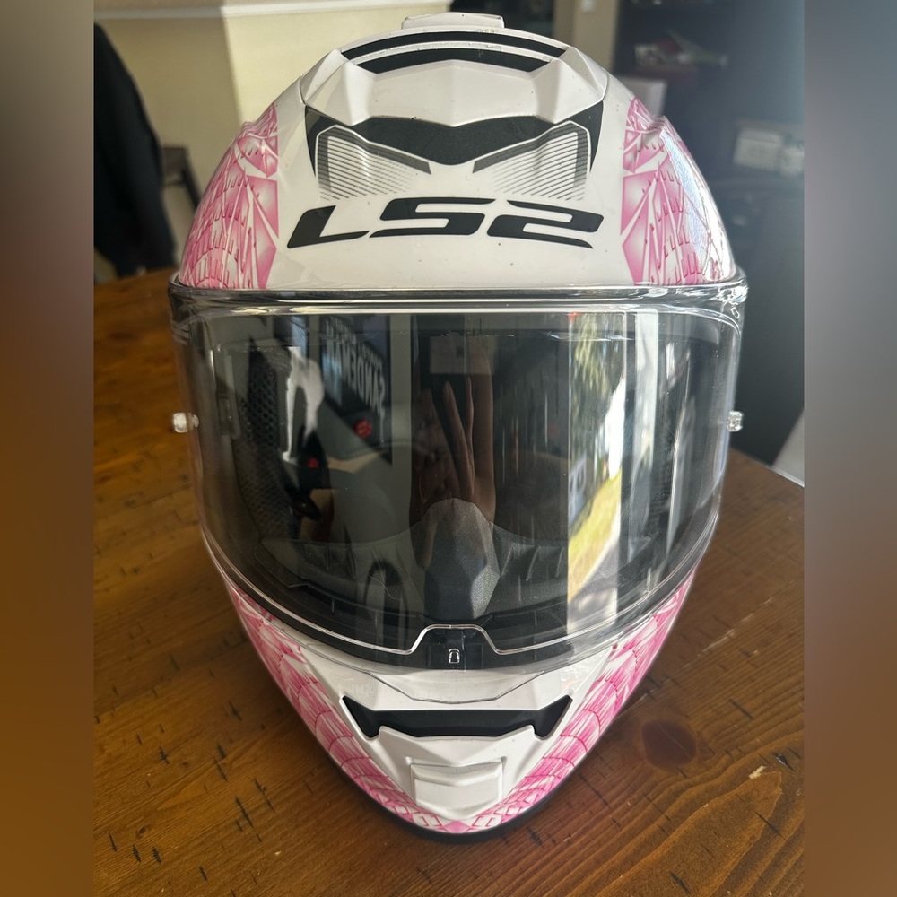 Women's Pink and White Motorcycle Helmet